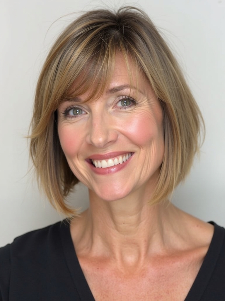 Hairstyles For Thin Hair Fine Over 50: Layered Lob with Beach Waves