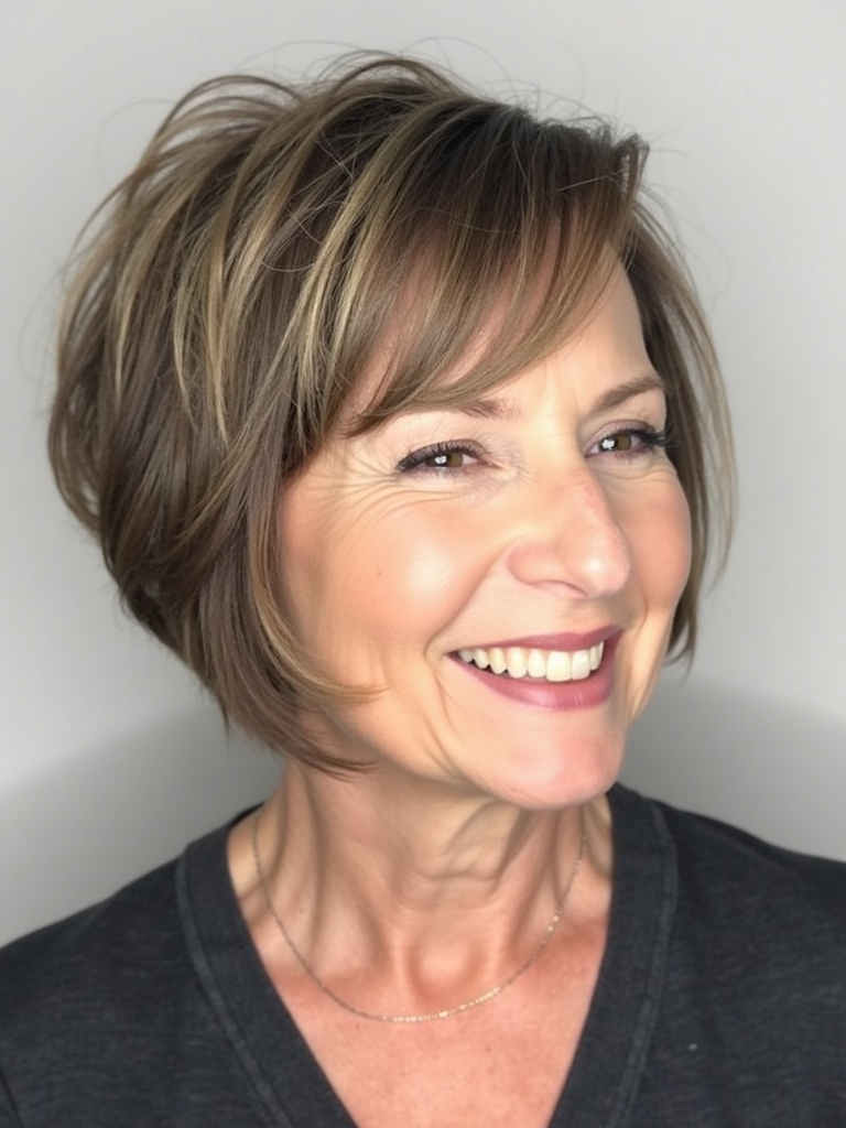 Hairstyles For Thin Hair Fine Over 50: Inverted Bob with Stacked Back