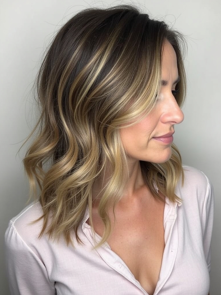 Hairstyles For Thin Fine Hair Over 60: Deep Side Part with Defined Waves