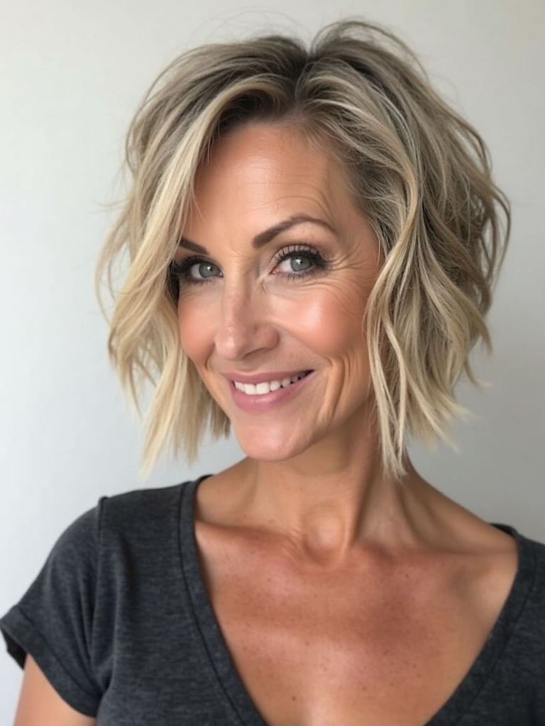 Hairstyles For Thin Fine Hair Over 60: Center-Parted Soft Curls