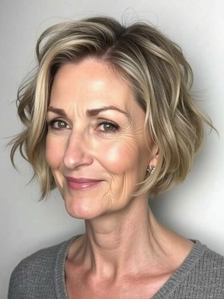 Hairstyles For Thin Fine Hair Over 60: Inverted Bob With Subtle Highlights