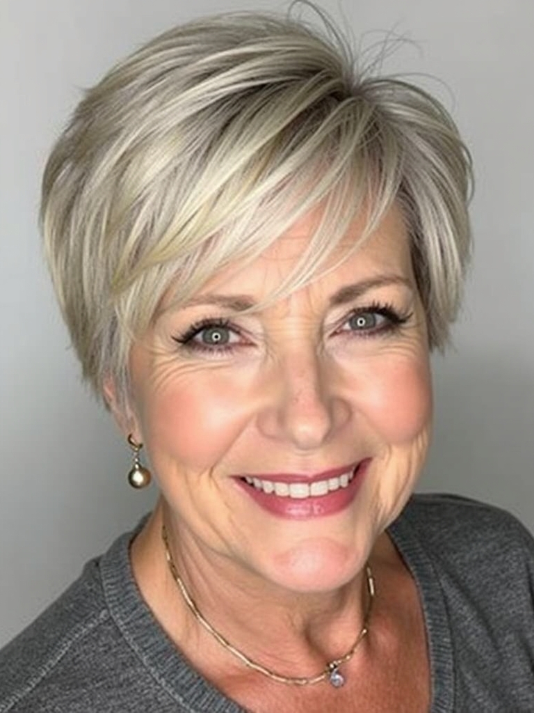 Hairstyles For Thin Hair Fine Over 50: Choppy Pixie with Volume