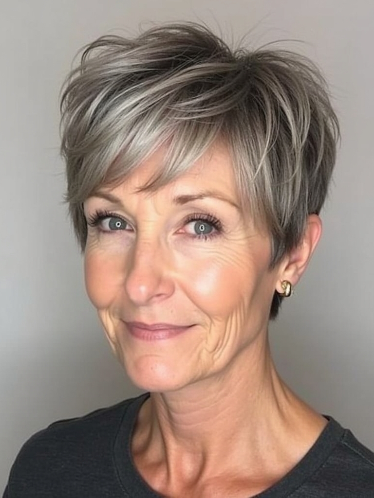 Hairstyles For Thin Hair Fine Over 50: Side-Parted Bob with Highlights