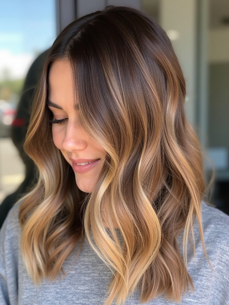 Honey Brown Balayage: Partial Balayage