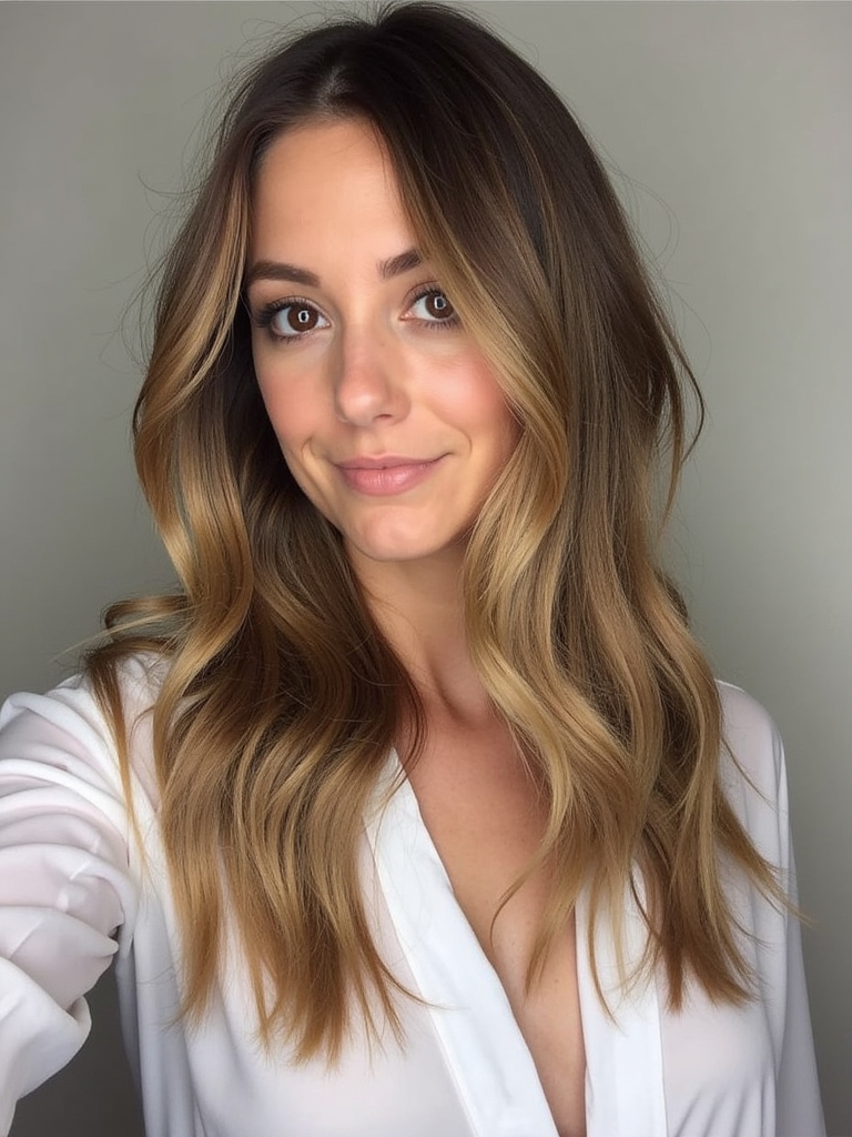 Honey Brown Balayage: Pearl Highlights