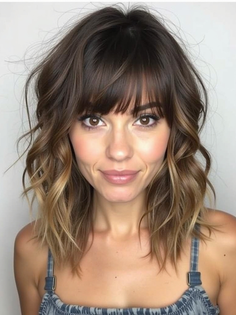 Angled Face Framing Curtain Bangs