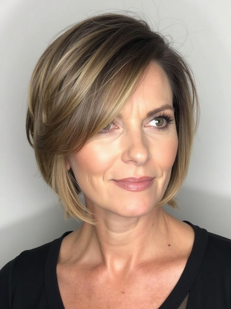 Hairstyles For Thin Fine Hair Over 60: Tousled Bob with Root Lift