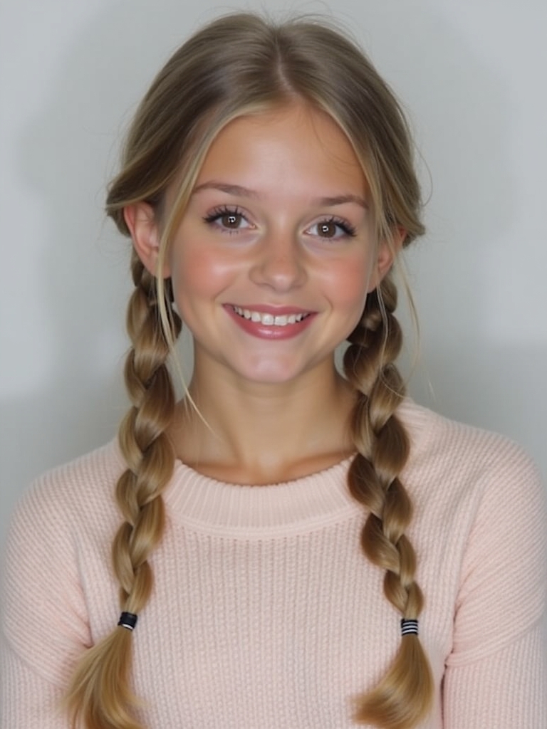 Cute Easy Hairstyles: Low Pigtails with Ribbons