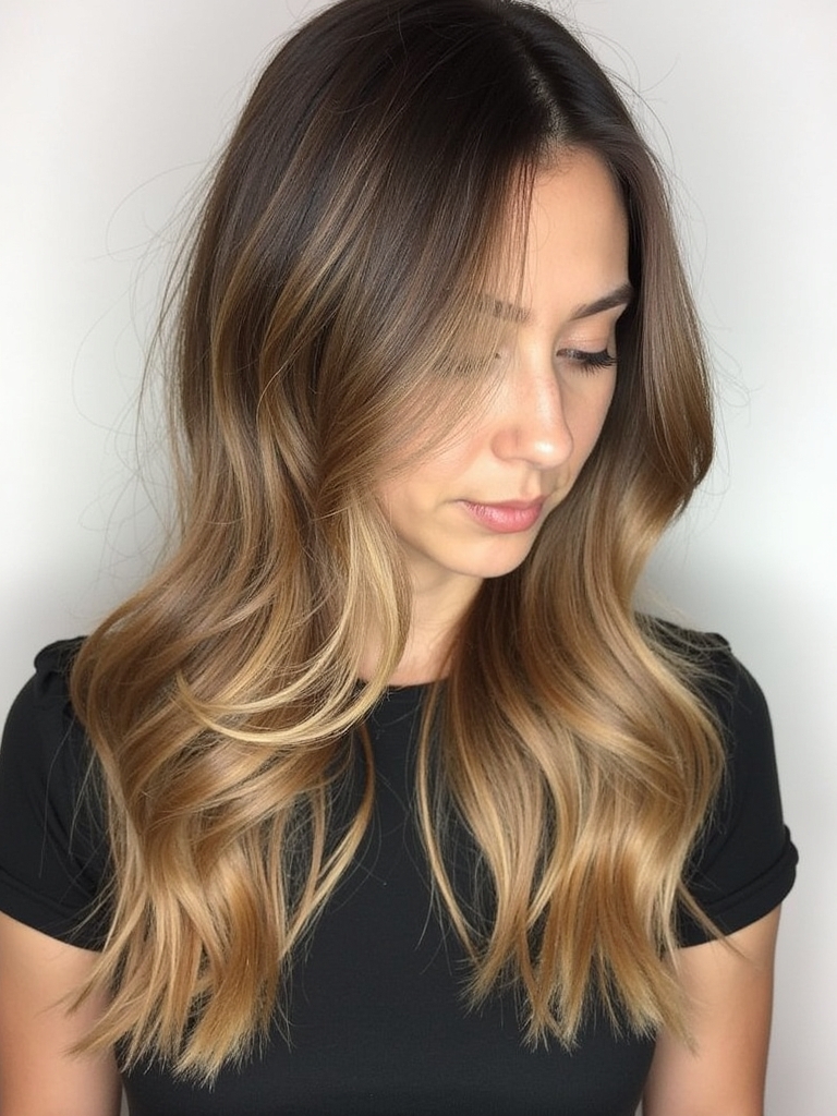Honey Brown Balayage: Asymmetrical Bob