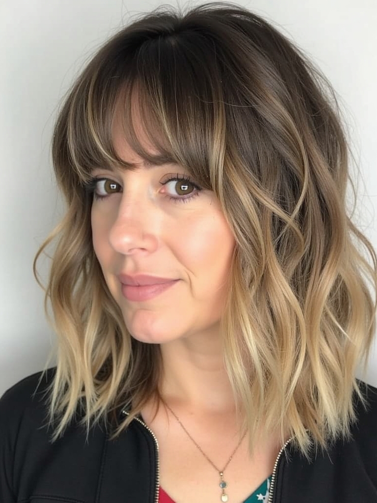 Asymmetrical Face Framing Curtain Bangs