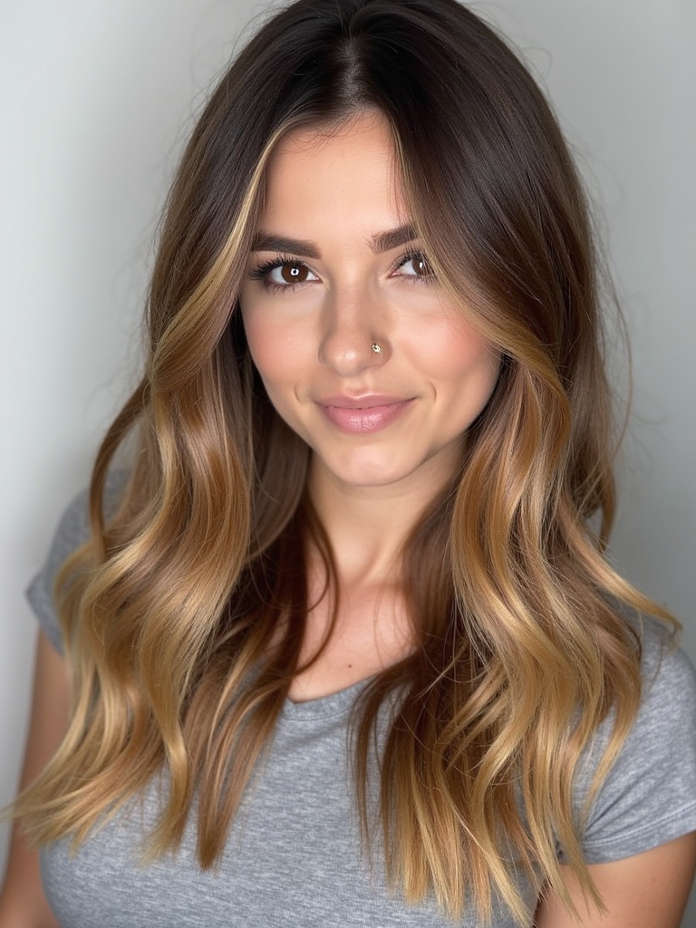 Honey Brown Balayage: Curly and Defined
