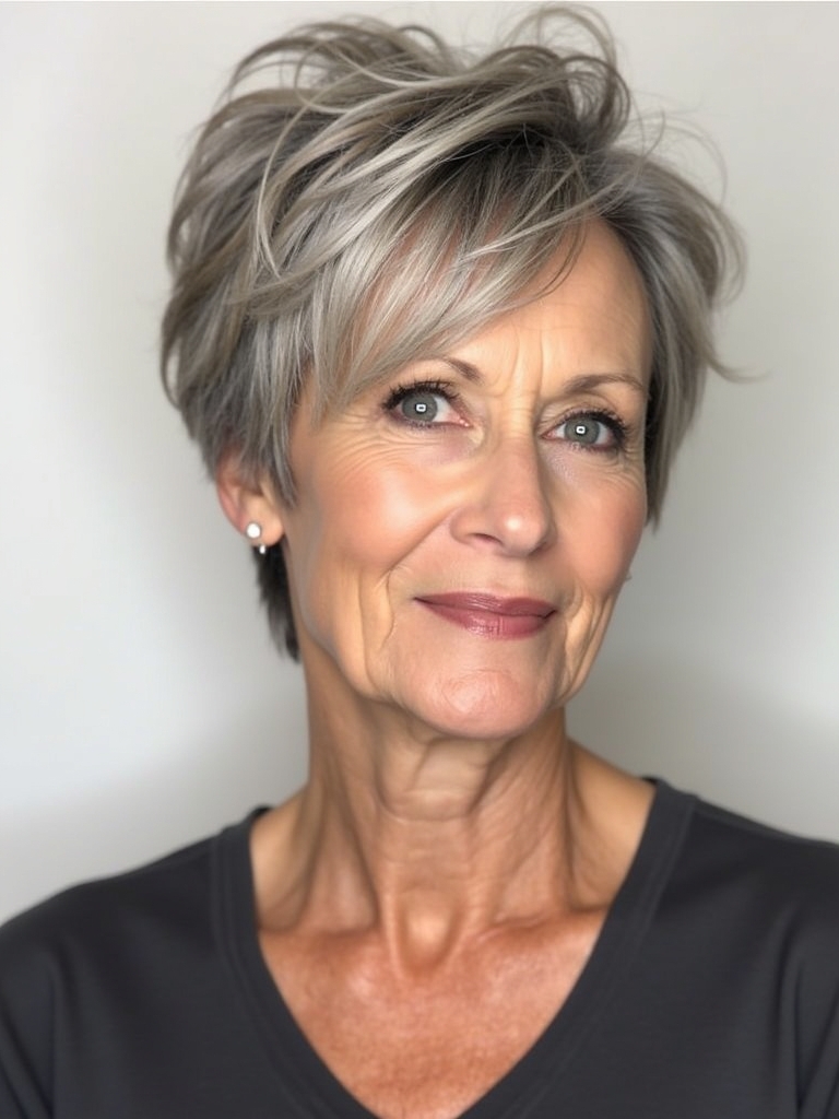 Hairstyles For Thin Fine Hair Over 60: Tapered Pixie