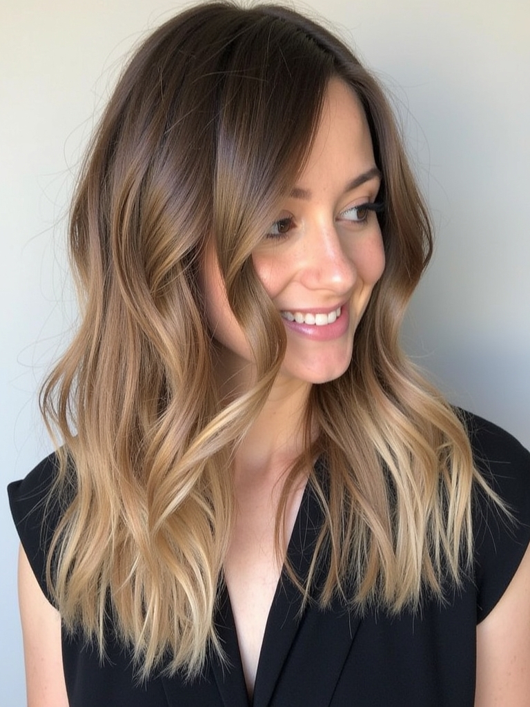 Honey Brown Balayage: Long Layers