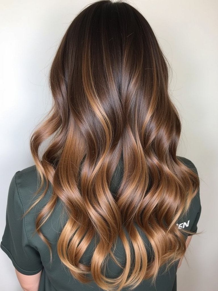Honey Brown Balayage: Beachy Waves