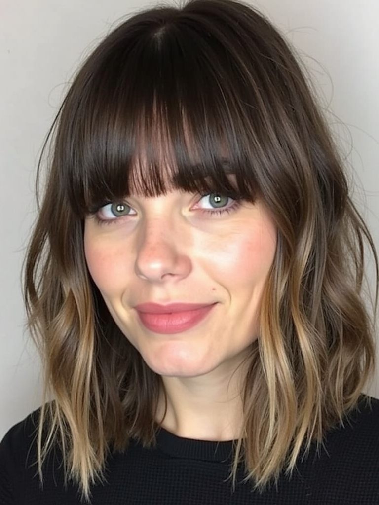 Face Framing Curtain Bangs for Wavy Hair