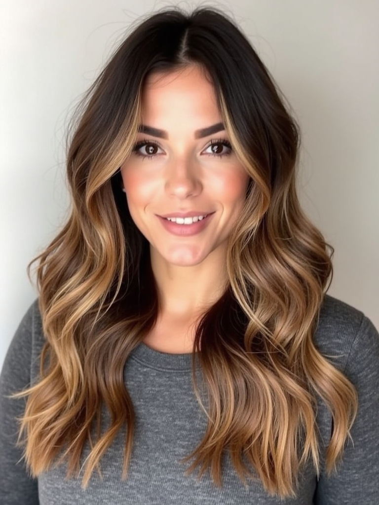 Honey Brown Balayage: Warm Highlights