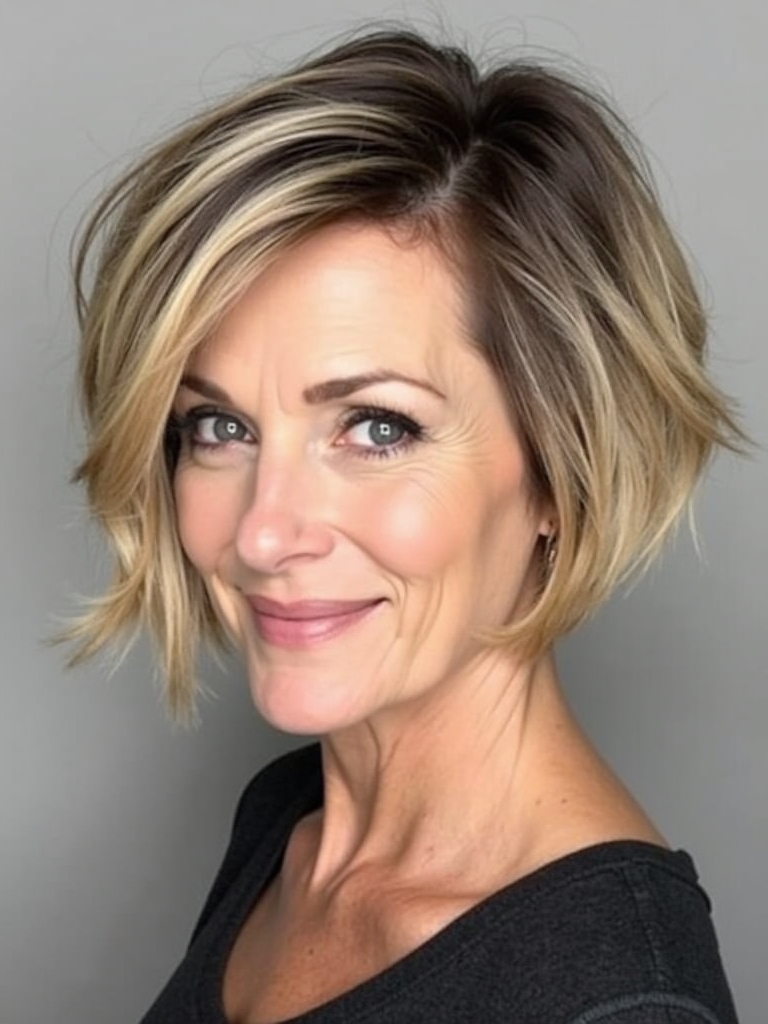 Angled Bob Haircut with Undercut