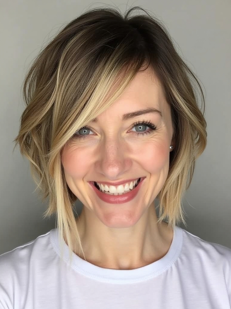 Angled Bob Haircut for Square Faces