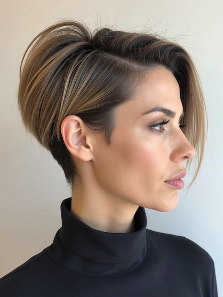 Angled Bob Haircut with Deep Side Part