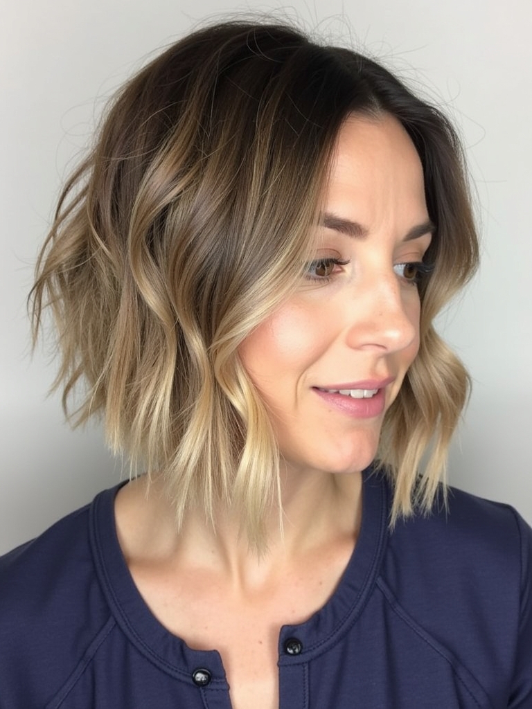 Angled Bob Haircut with Ombre
