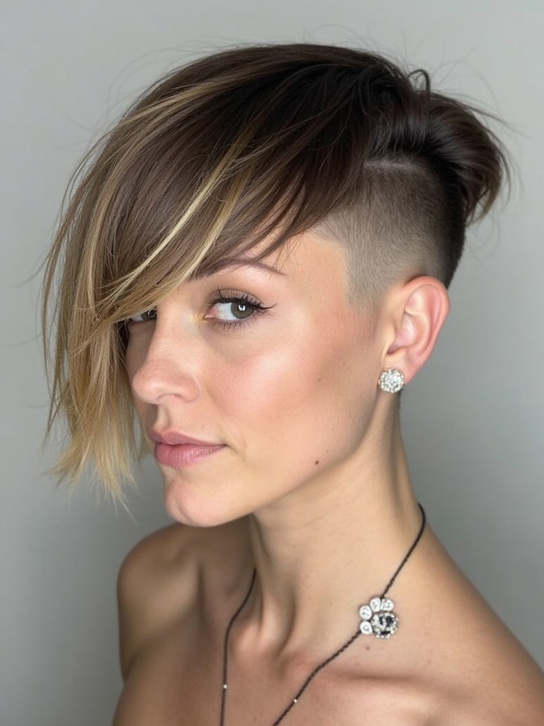 Angled Bob Haircut with Lowlights