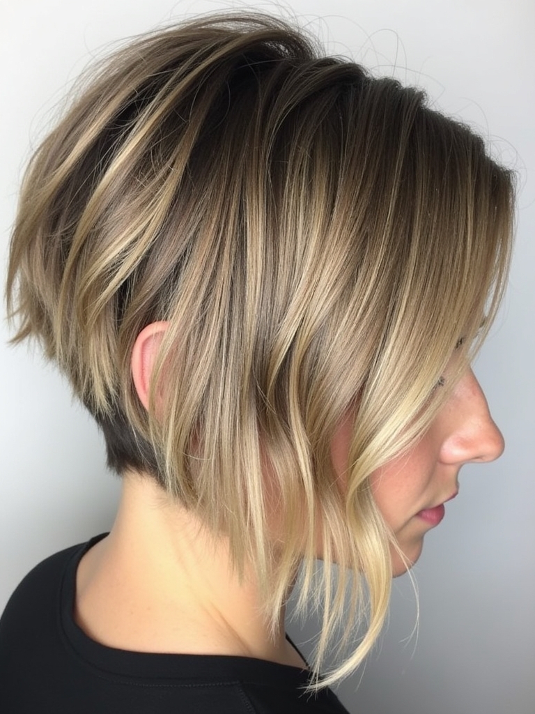 Angled Bob Haircut with Balayage Highlights