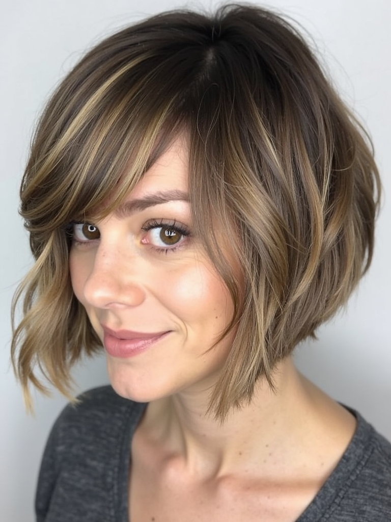 Angled Bob Haircut with Side Bangs