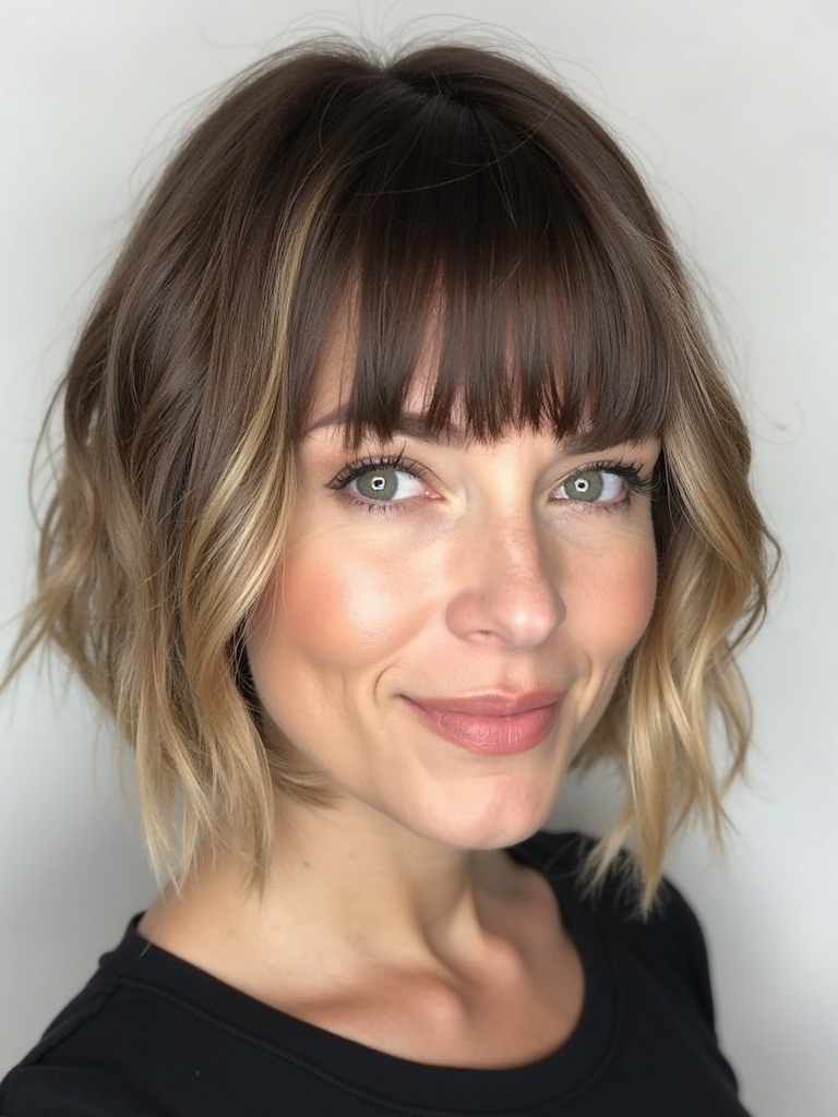 Angled Bob Haircut with Blunt Ends