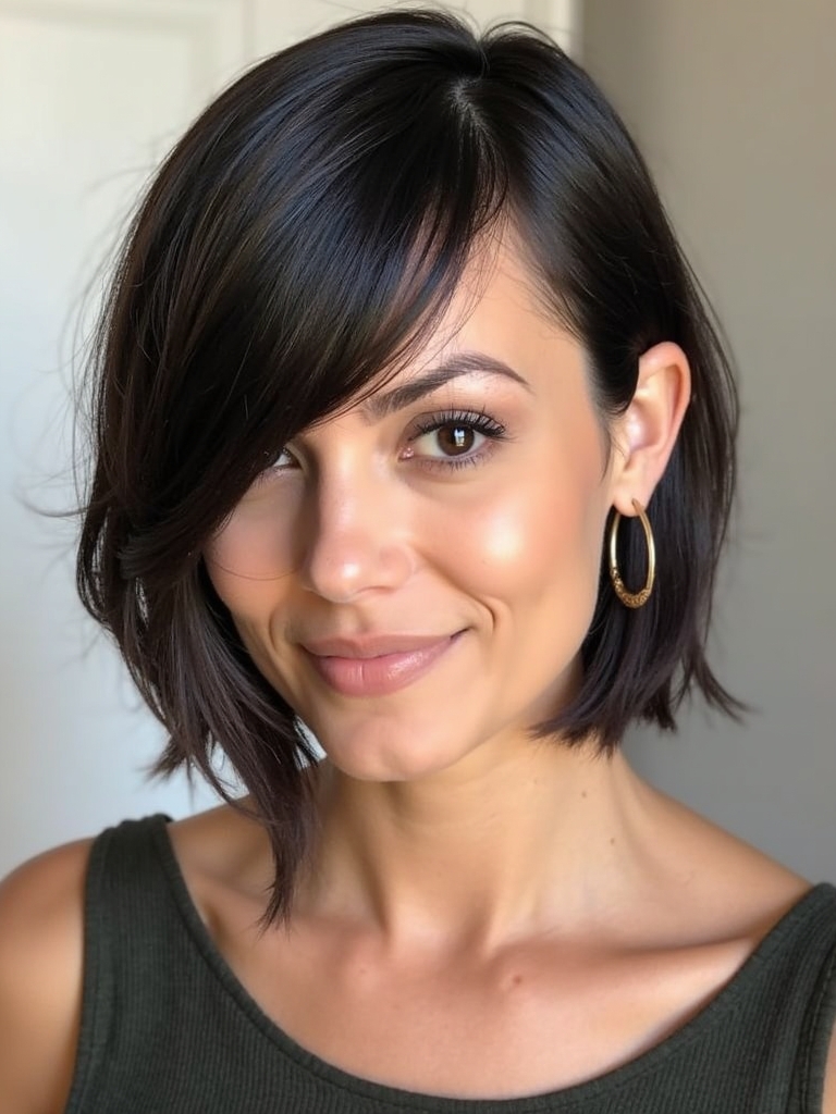 French Bob with Deep Side Part