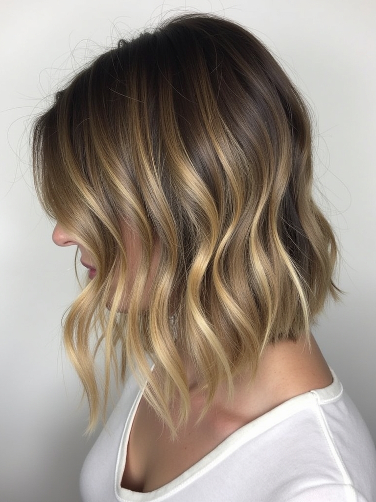 Angled Bob Haircut with Natural Curls