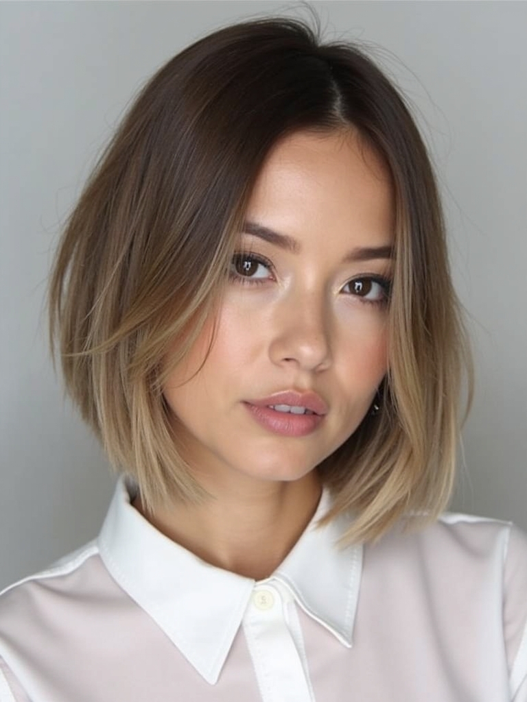 Angled Bob Haircut for Older Women
