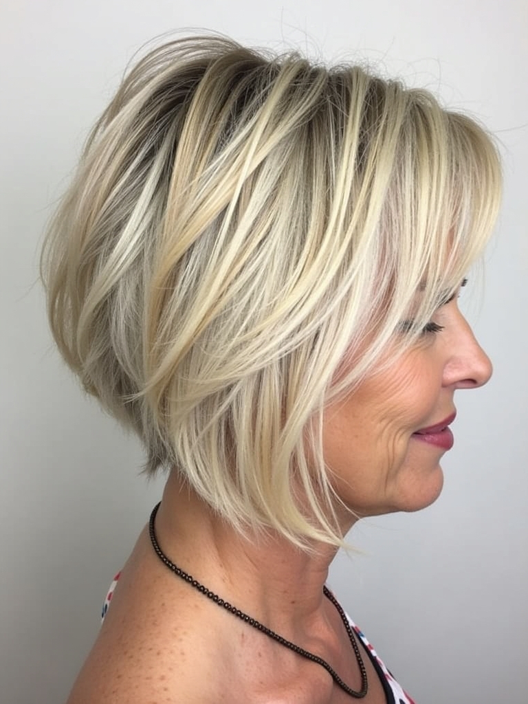 Hairstyles For Thin Hair Fine Over 50: Short Shag with Bangs