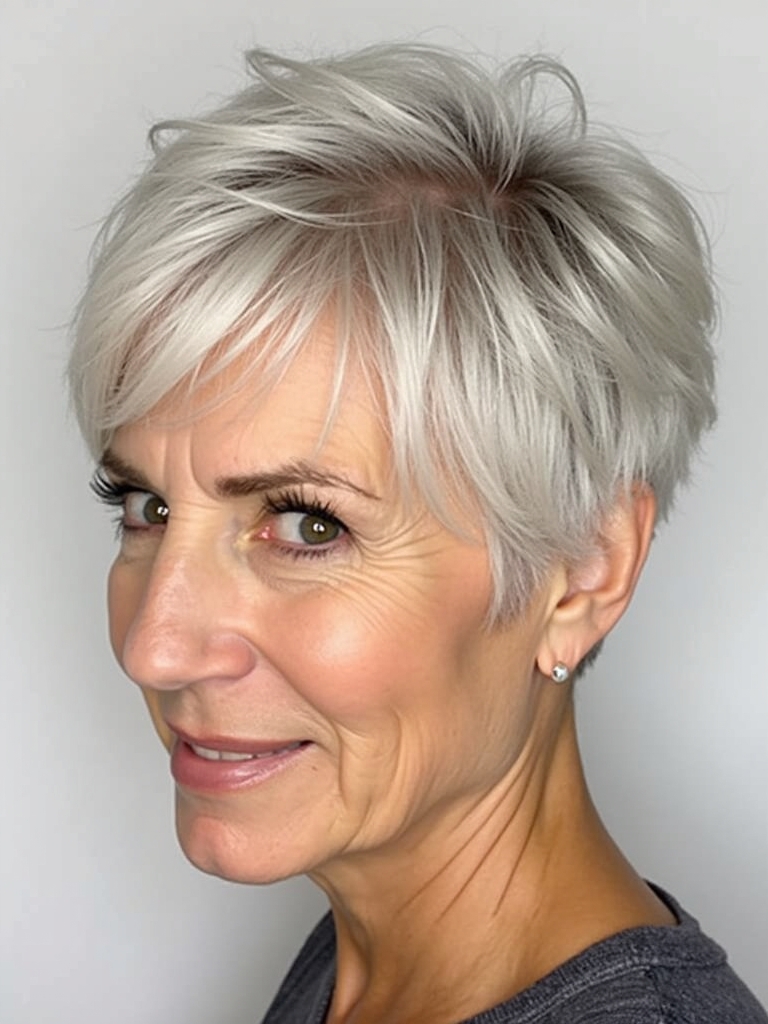 Hairstyles For Thin Hair Fine Over 50: Blunt Bob with Subtle Inverted Angle
