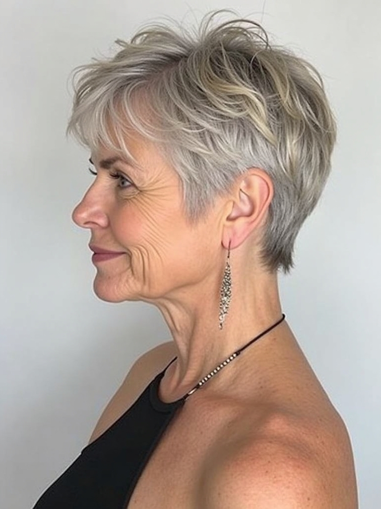 Hairstyles For Thin Hair Fine Over 50: Long Pixie with Piece-y Layers