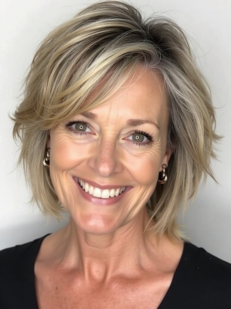 Hairstyles For Thin Hair Fine Over 50: Shaggy Pixie with Feathered Layers