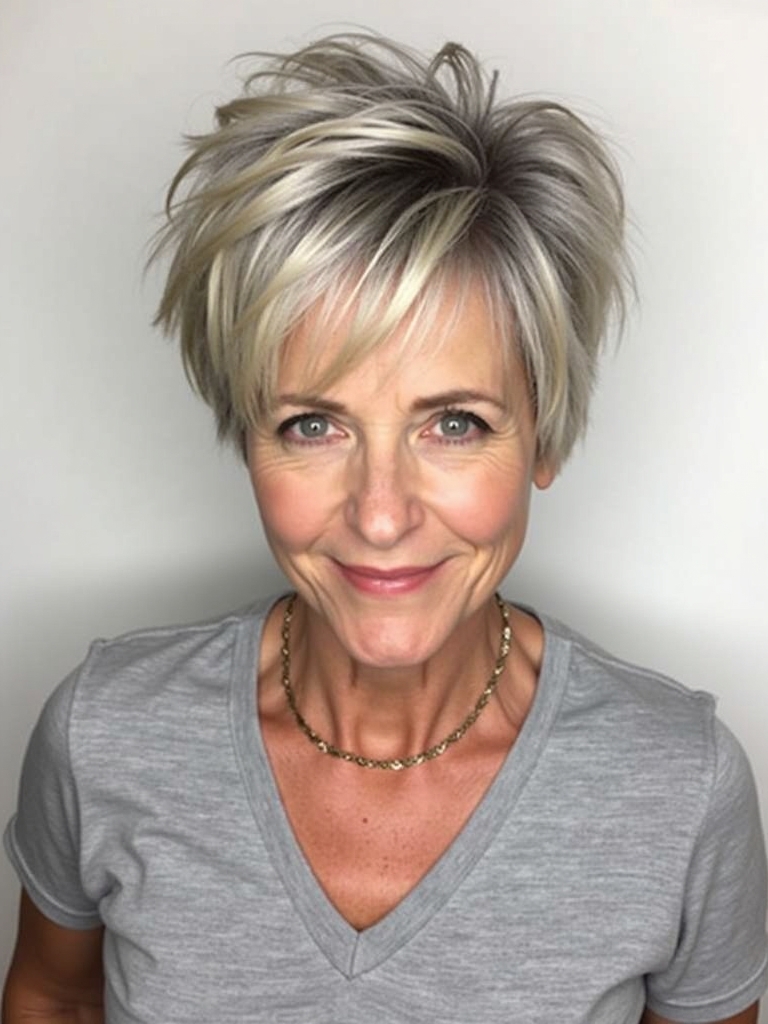 Hairstyles For Thin Hair Fine Over 50: Textured Bob with Side-Swept Bangs