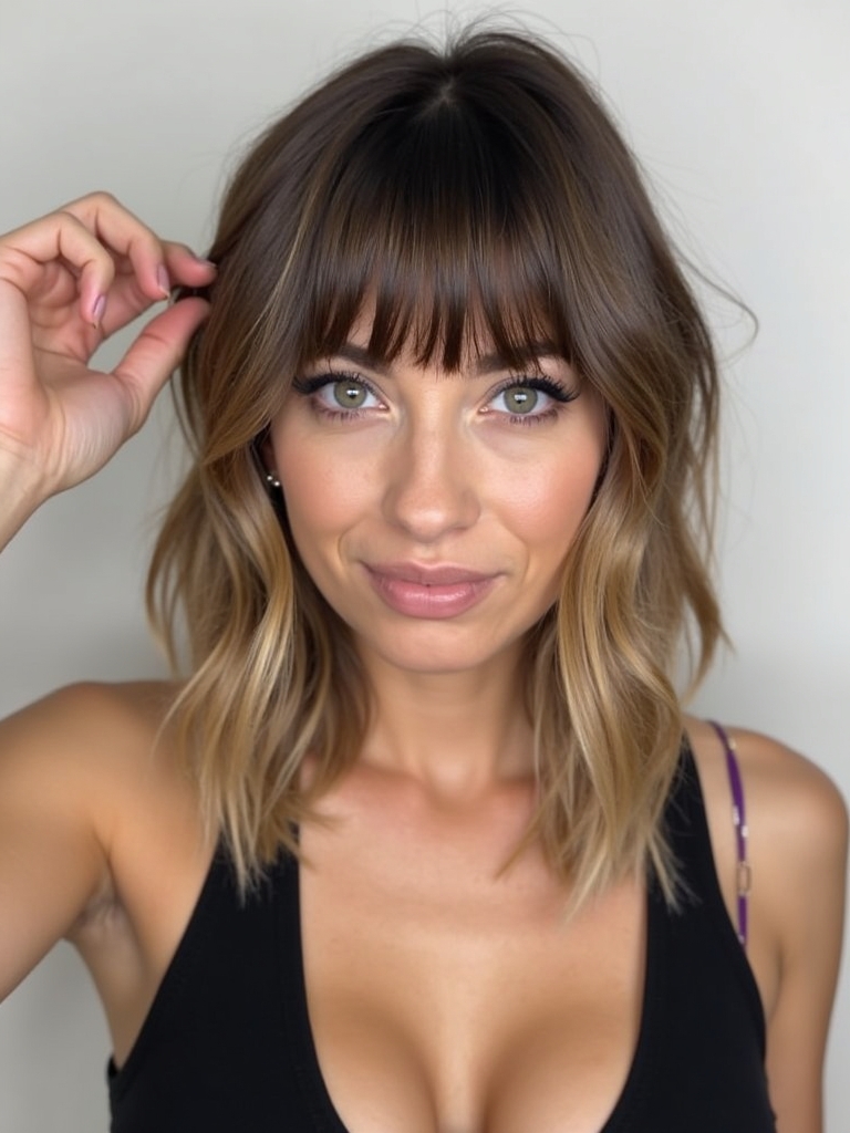 Face Framing Curtain Bangs with a Middle Part