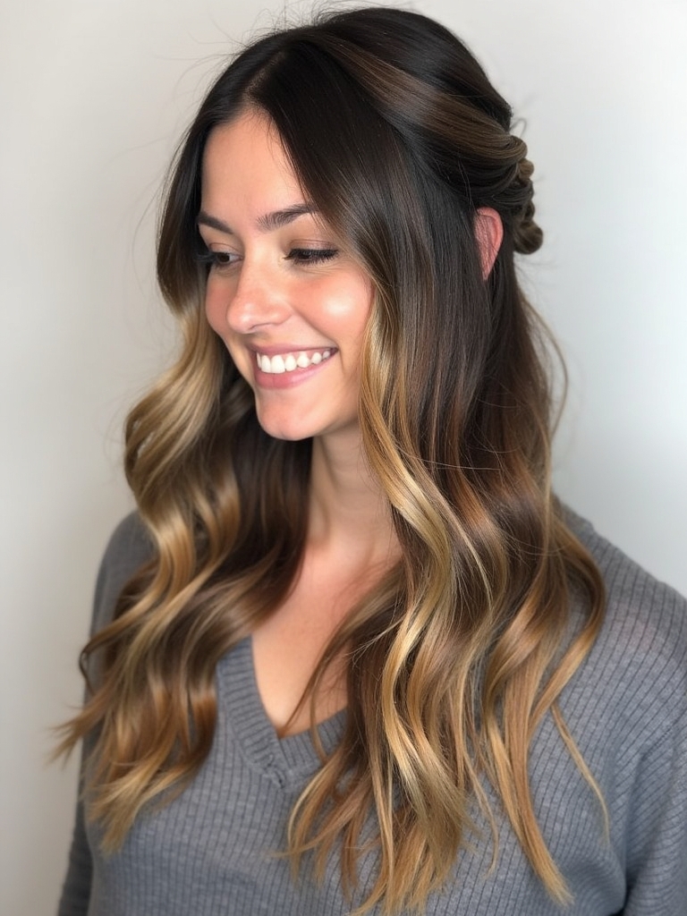 Caramel Balayage with Face Framing Highlights