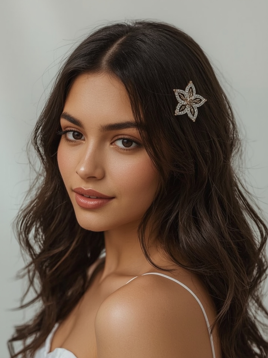 Grad Hairstyles: Low Twisted Bun with Floral Accents