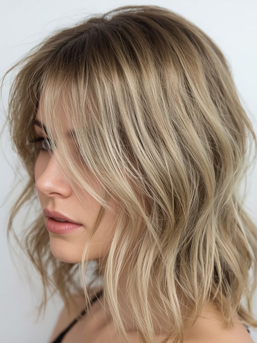 The Collarbone-Grazing Layers Butterfly Haircut Long Hair For Round Face