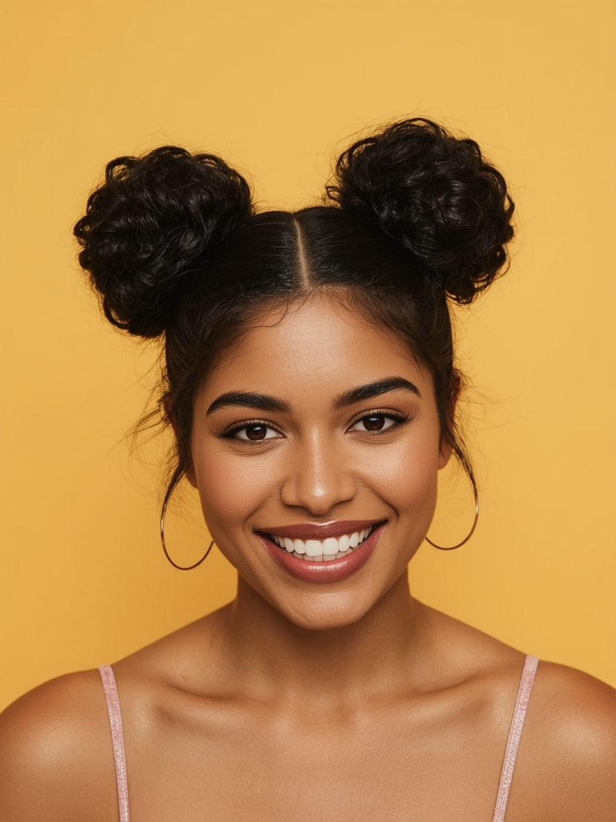 Hair Styles Natural Hair Black: Low Bun with Side Bangs