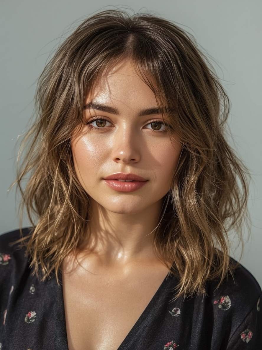 The Angled Front Layers Butterfly Haircut Long Hair For Round Face
