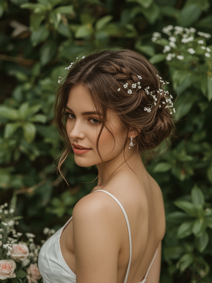 Bridesmaids Hairstyles: Low Bun with Face-Framing Pieces