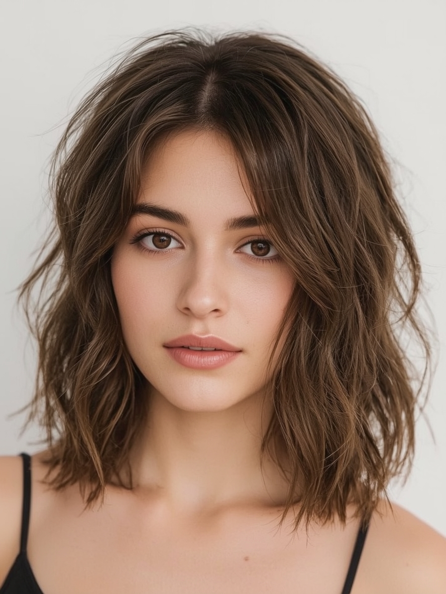 Shoulder Length Side Swept Bangs For Thin Fine Hair