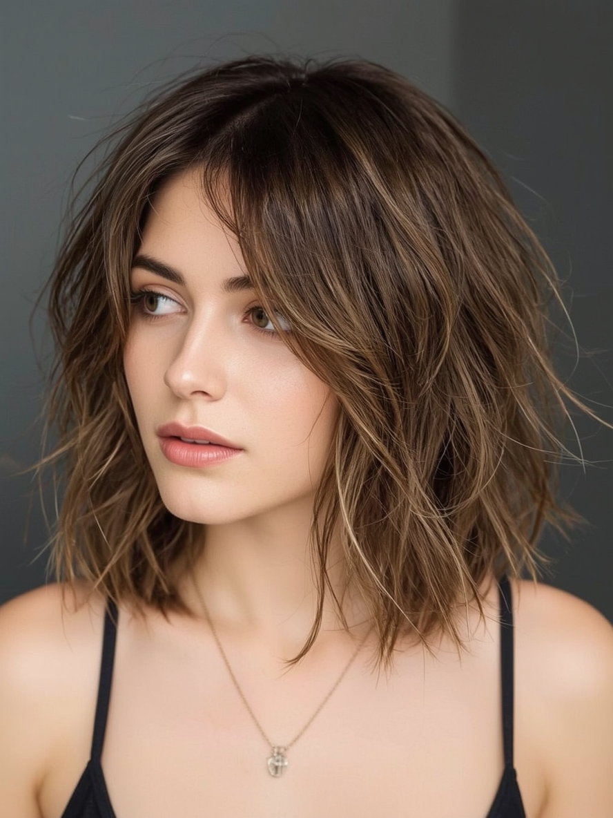 Shoulder Length Middle Part With Wispy Ends For Thin Fine Hair