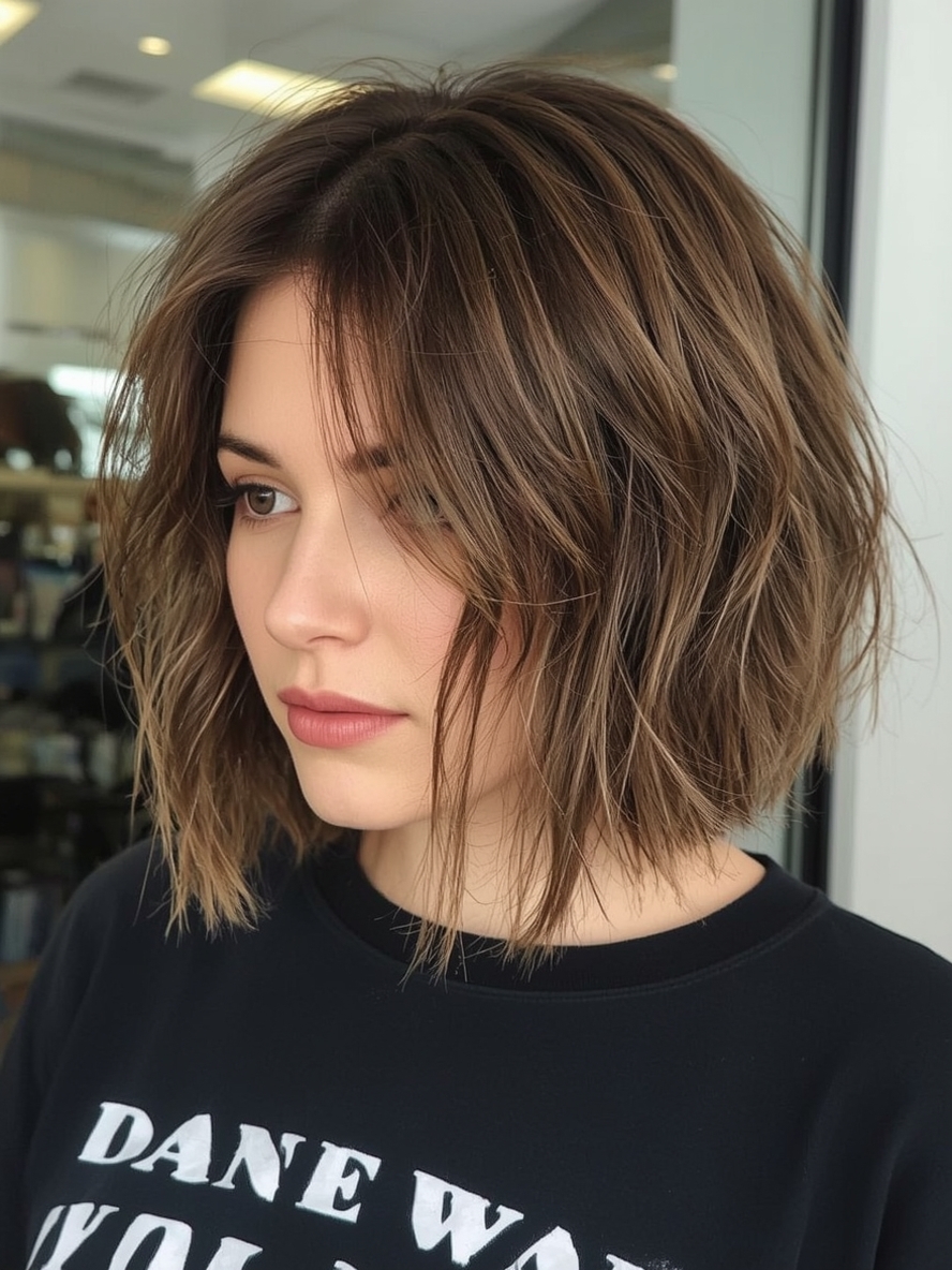 Hairstyles For Thin Fine Hair Over 60: The Blunt Bob with a Deep Side Part
