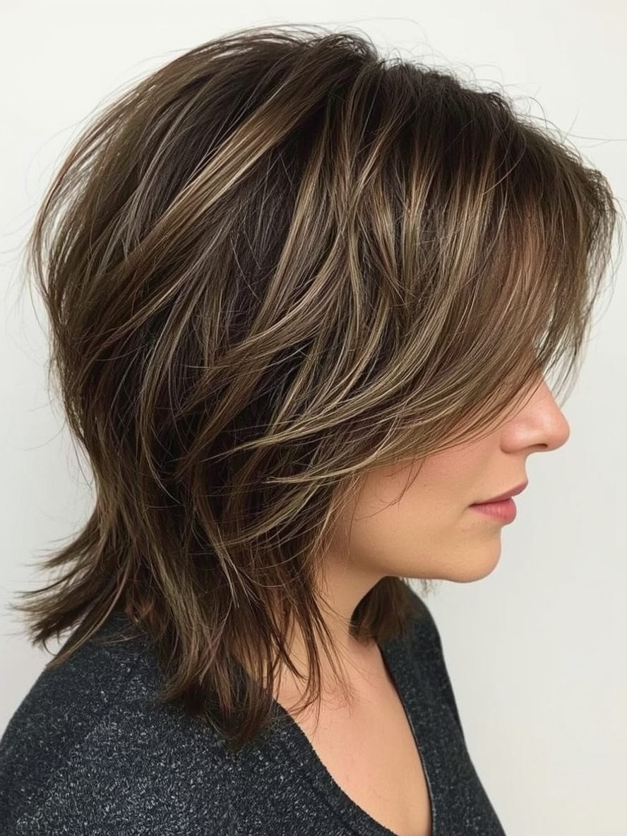 Hairstyles For Thin Fine Hair Over 60: Side Parted Layered Hairstyle