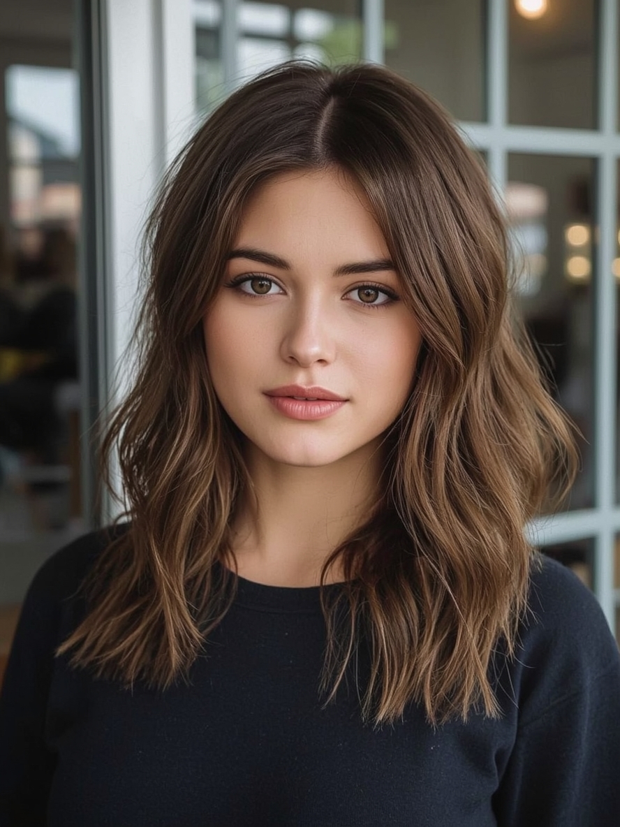 Sholder Length Hairstyle For Thin Hair Fine: Side-Swept Lob with Volume at the Crown