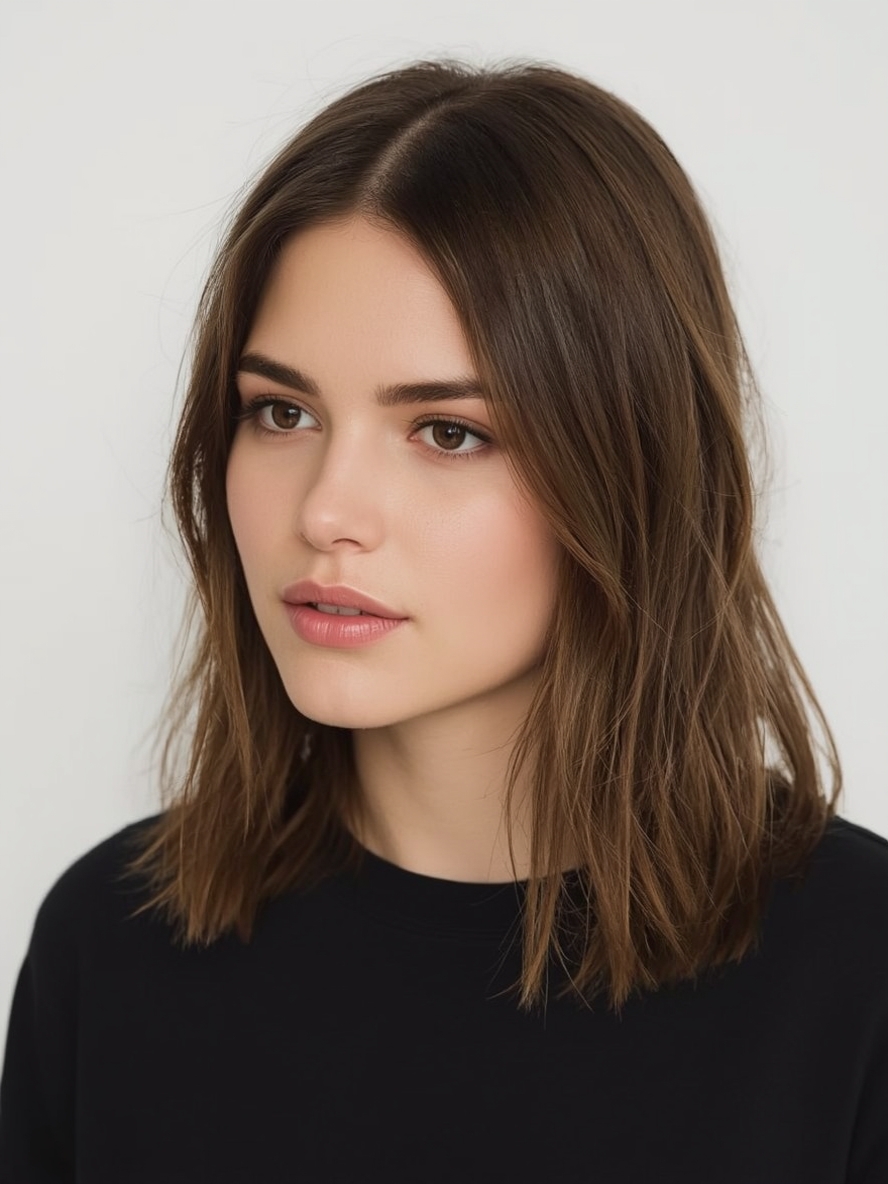 Sholder Length Hairstyle For Thin Hair Fine: Side-Parted Shag with Texture