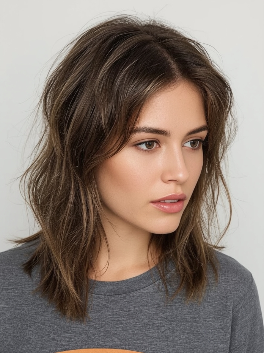 Sholder Length Hairstyle For Thin Hair Fine: Modern, Long Bob (Lob) with Textured Ends
